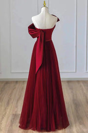 Wine Red One Shoulder A-Line Formal Party Prom Dress