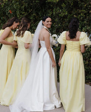 Yellow A-Line Empire Different Styles Of Bridesmaid Dress