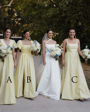 Yellow A-Line Empire Different Styles Of Bridesmaid Dress