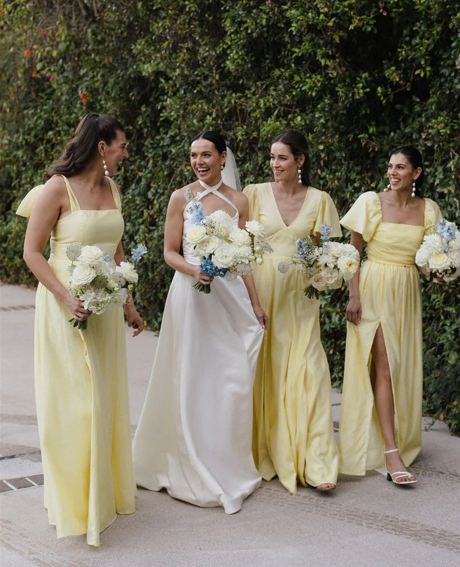 Yellow A-Line Empire Different Styles Of Bridesmaid Dress