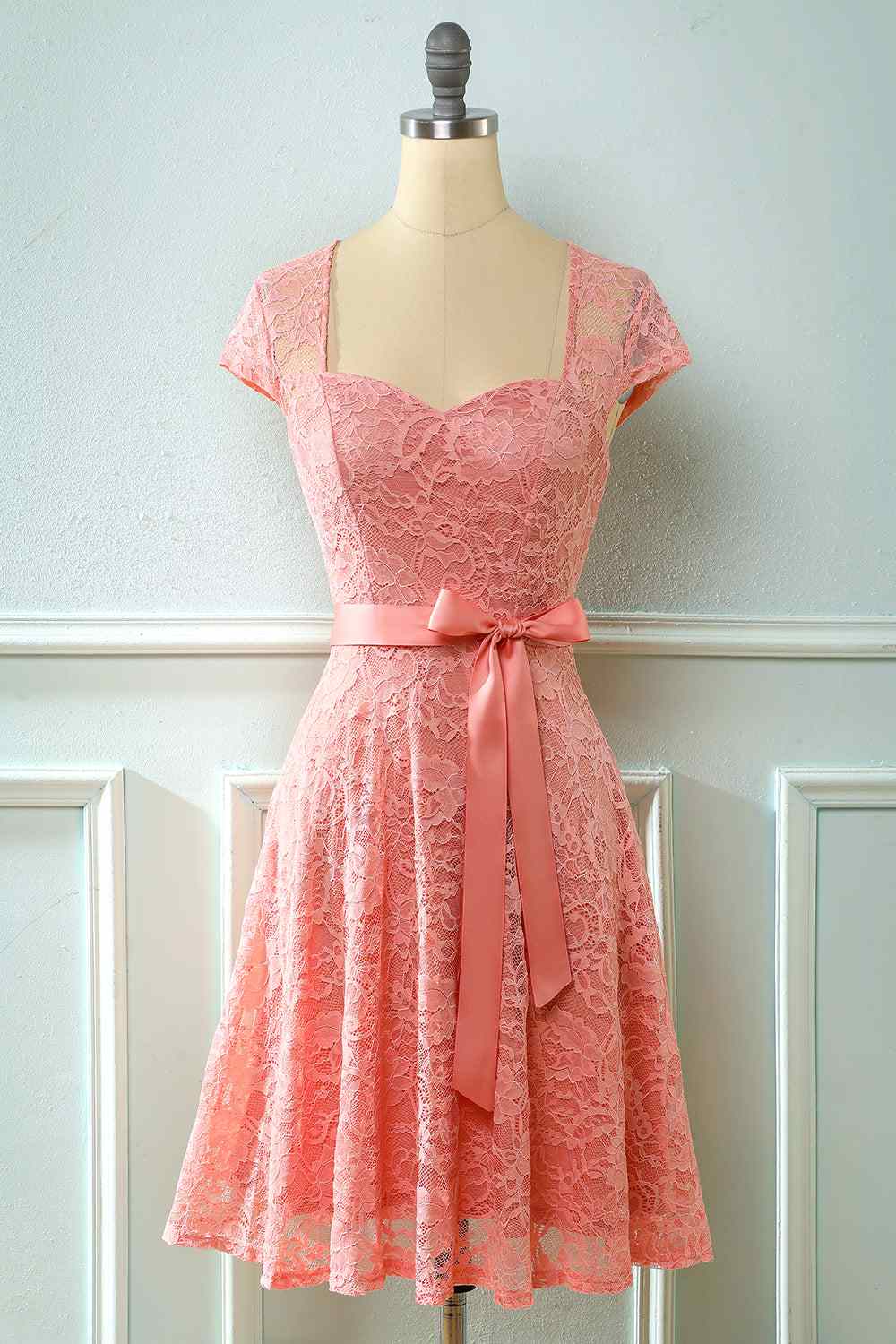 a line cap sleeves lace sash mini bridesmaid dress $ 116 . 00 $ 116