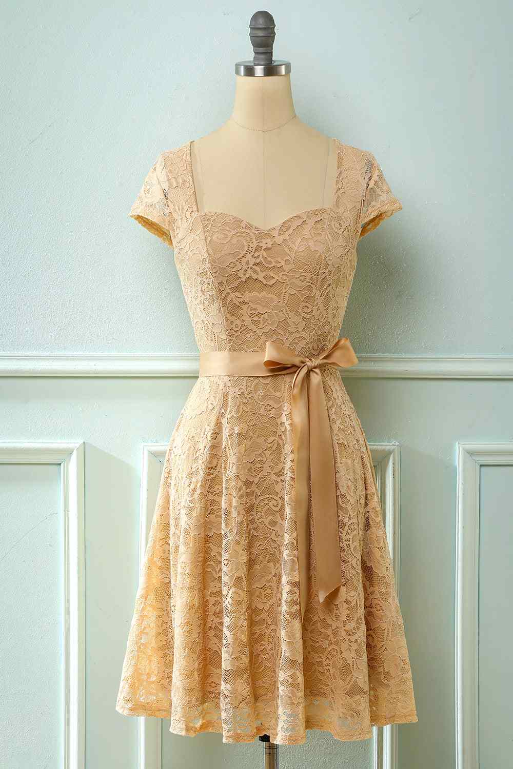 a line cap sleeves lace sash mini bridesmaid dress $ 116 . 00 $ 116