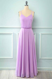 A - line Chiffon Crepe Long Bridesmaid Dress - Joyofdress