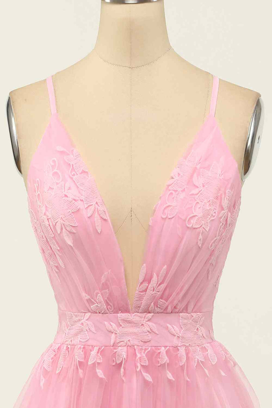 A - line Deep V Neck Crossed Back Embroidery Mini Homecoming Dress - Joyofdress
