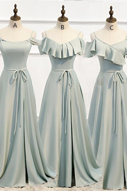 A - line Slip Mismatched Bridesmaid Dresses - Joyofdress
