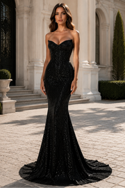 V-Neck Strapless Empire Mermaid Party Prom Dress