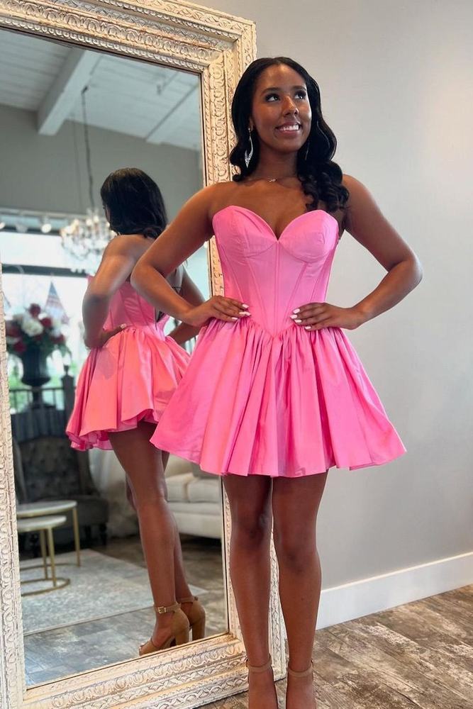 Sweetheart Pink A-line Short Princess Dress Homecoming Dress