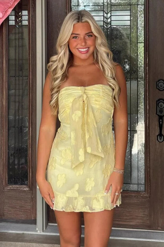 Modest Sweetheart Strapless Floral Satin Ruffle Short Homecoming Dress