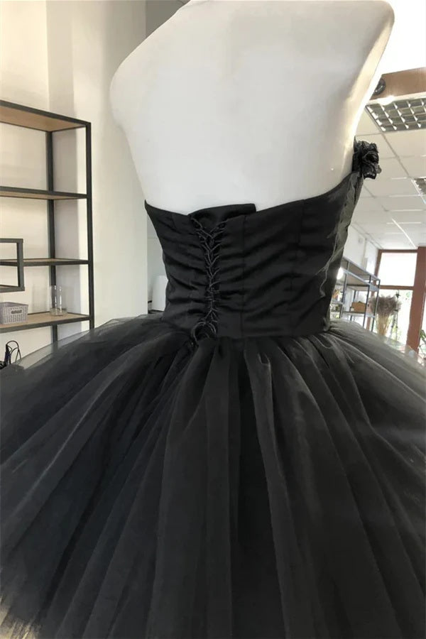 Black Sweetheart Puffy Short Prom Dress, Cute Tulle Homecoming Dress Black / US 12 Black Sweetheart Puffy Short Prom Dress, Cute Tulle Homecoming Dress Black / US 12