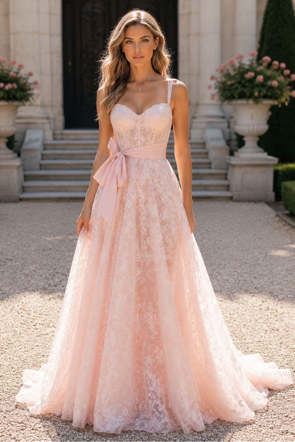 Sweetheart Sleeveless Empire Lace A-Line Party Prom Dress