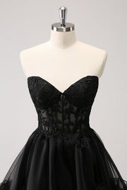 Cute A Line Corset Strapless Ruffled Short Homecoming Dress