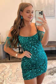 Sparkly Turquoise Tight Sequins Short Homecoming Dress Turquoise / US 16 Sparkly Turquoise Tight Sequins Short Homecoming Dress Turquoise / US 16
