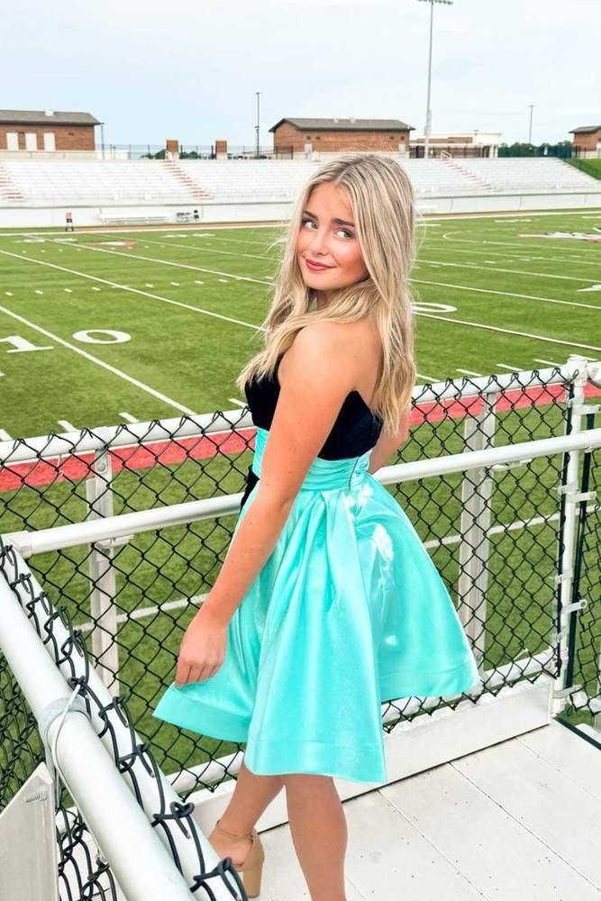 Black and Mint Green Homecoming  Dress