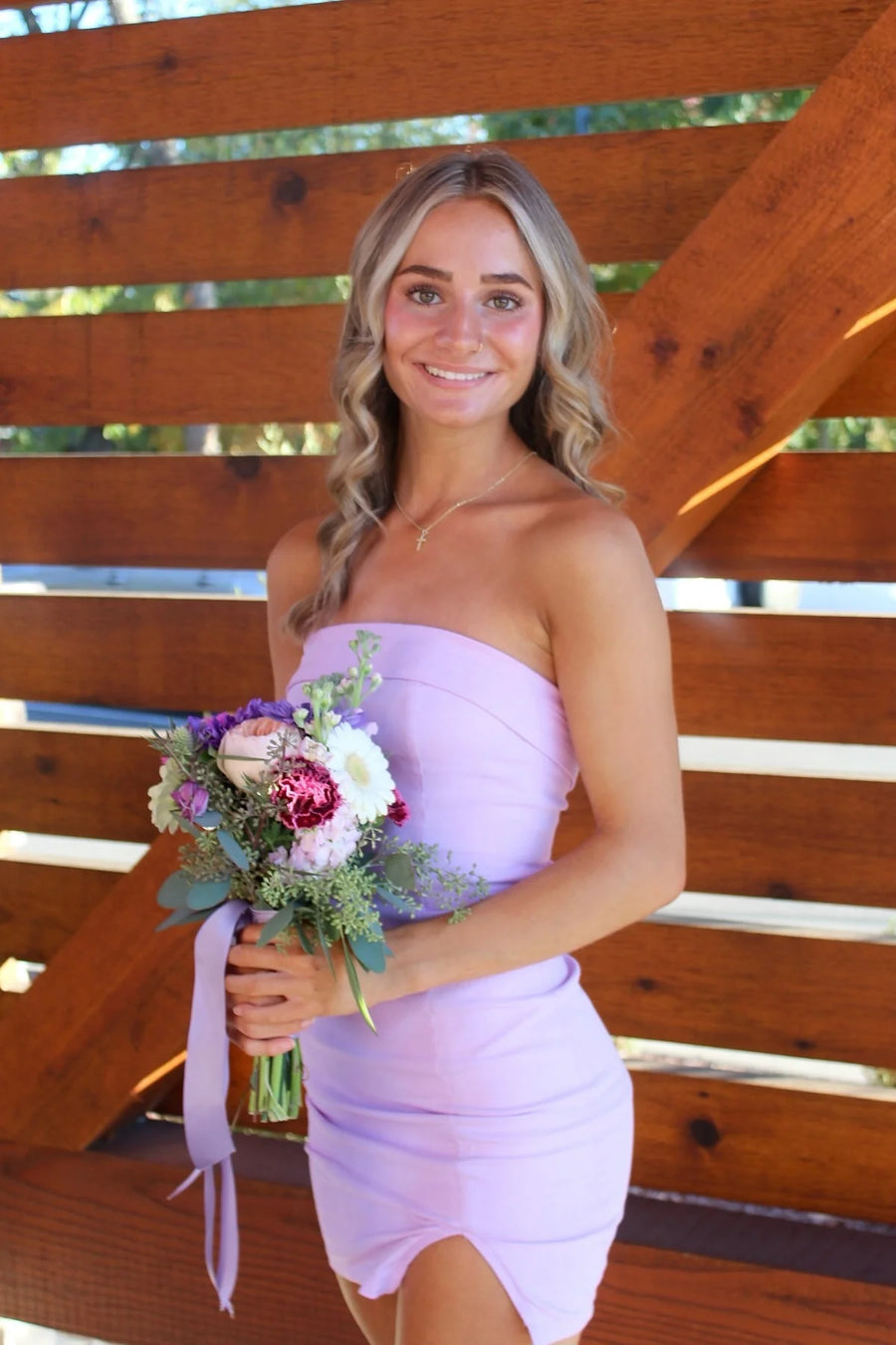 Casual Satin Bodycon Strapless Short Party Homecoming Dress 