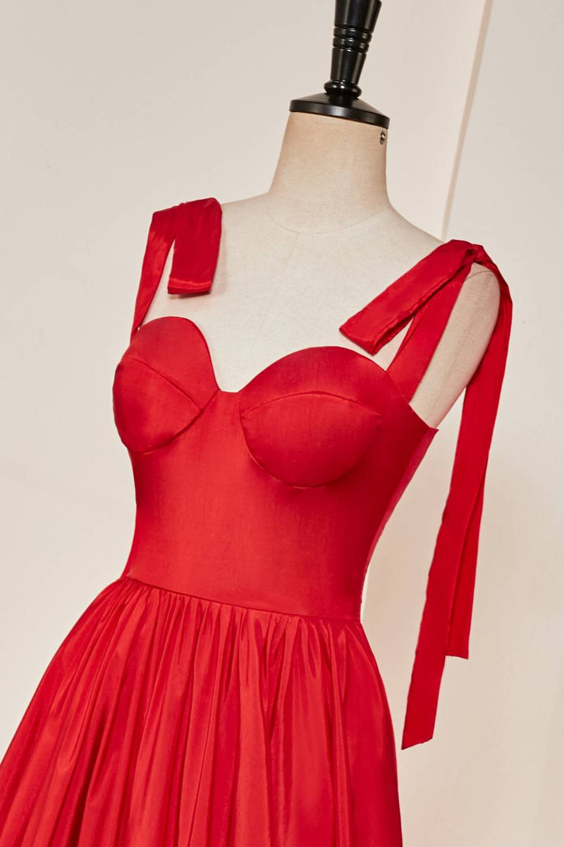 red dress with bow straps Red Mini Dress - Lace-Up Tie-Strap Dress - Bow Front Mini Dress