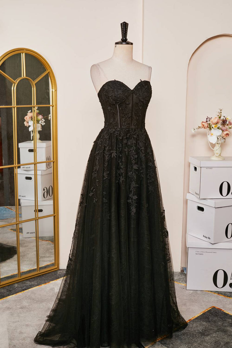 open lace back dress Black Sequin Halter V-Neck Mermaid Sweep Train Prom Dresses, CP0098 US4 / As Pic main image 1