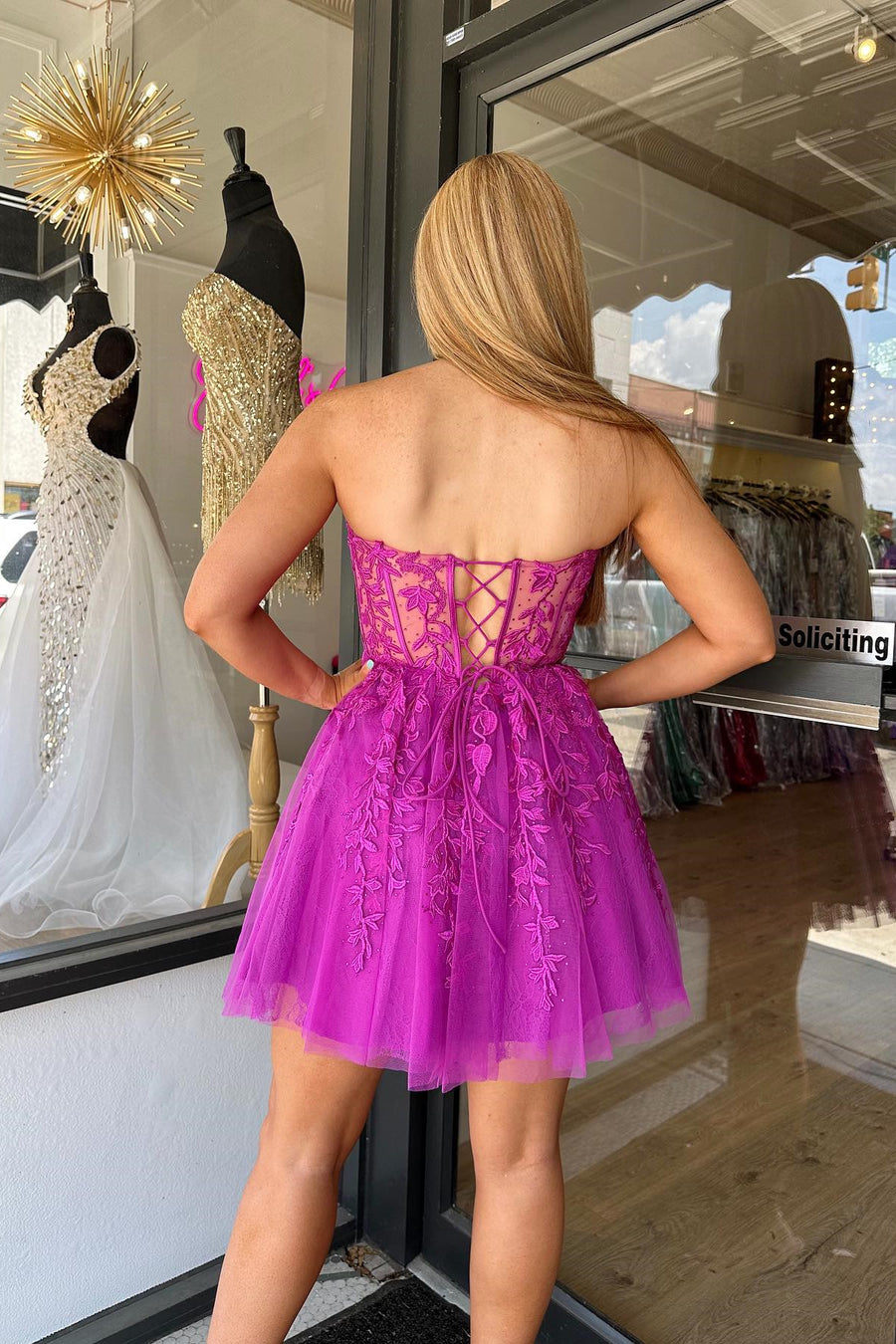 A-line Appliques Corset Homecoming Dress, Purple / 2 A-line Appliques Corset Homecoming Dress, Purple / 2