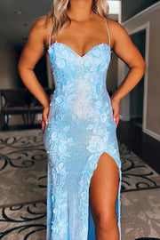 Sparkly Sequins Sweetheart Sleeveless Appliques Party Prom Dress