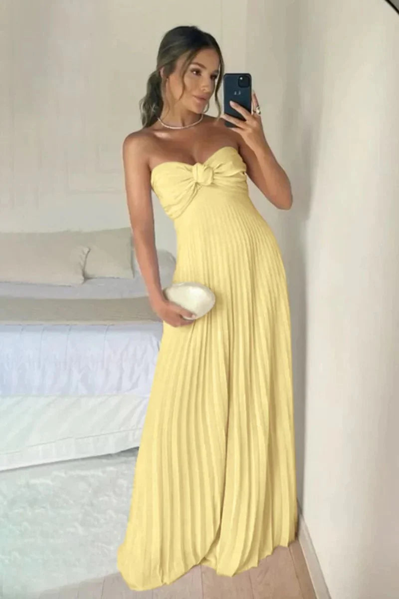 Chiffon A-Line Sweetheart Strapless Long Party Prom Dress