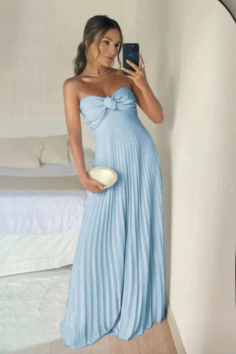 Chiffon A-Line Sweetheart Strapless Long Party Prom Dress