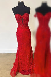 Mermaid Sweetheart Strapless Lace Party Prom Dress