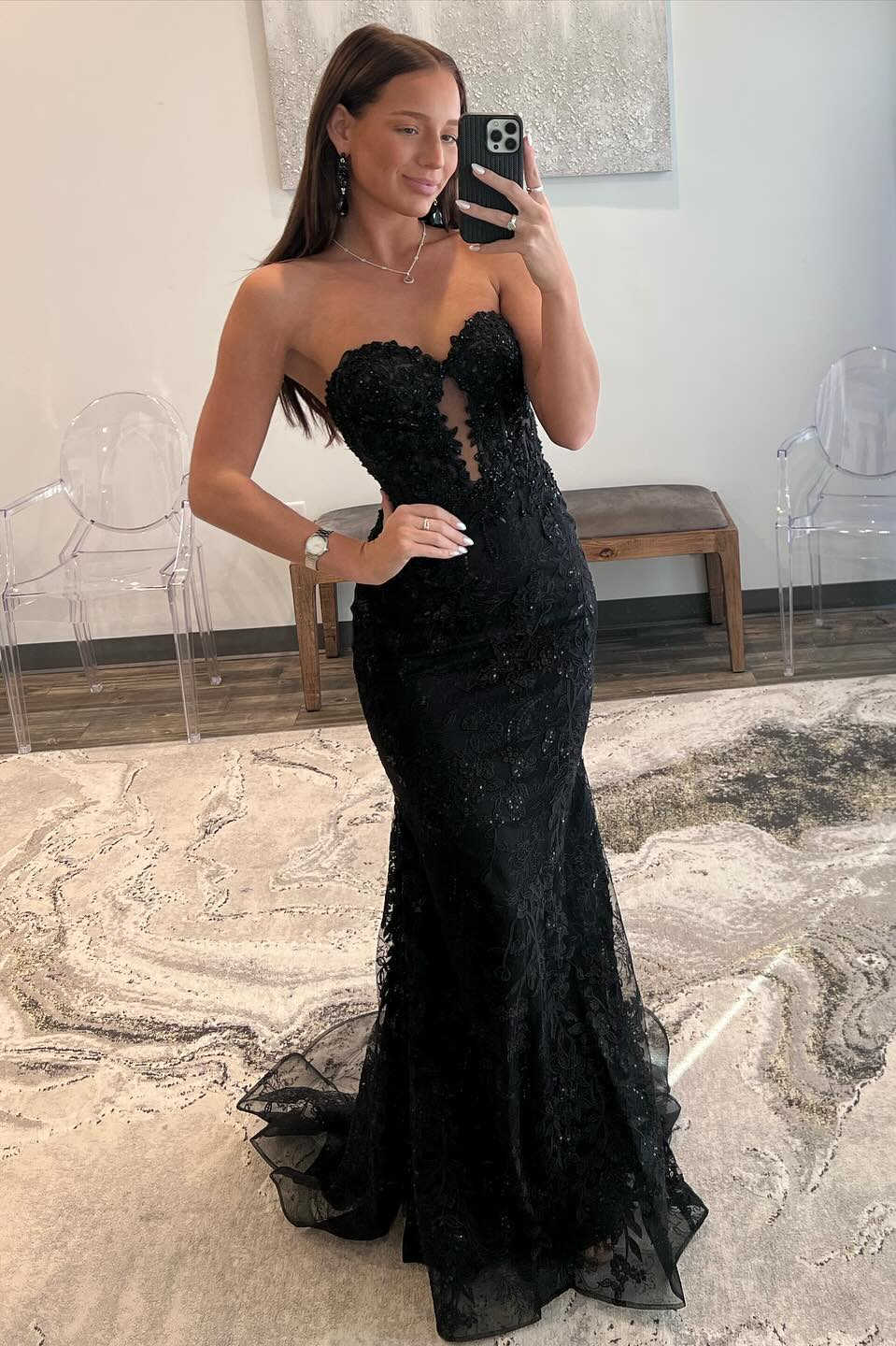 Mermaid Sweetheart Strapless Lace Party Prom Dress