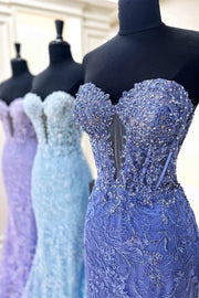 Mermaid Sweetheart Strapless Lace Party Prom Dress