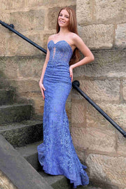 Mermaid Sweetheart Strapless Lace Party Prom Dress