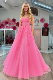 Cute A-Line Empire Square Strapless Long Party Prom Dress