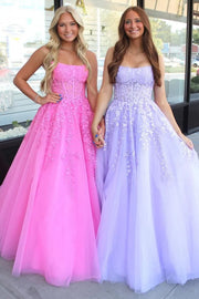Cute A-Line Empire Square Strapless Long Party Prom Dress