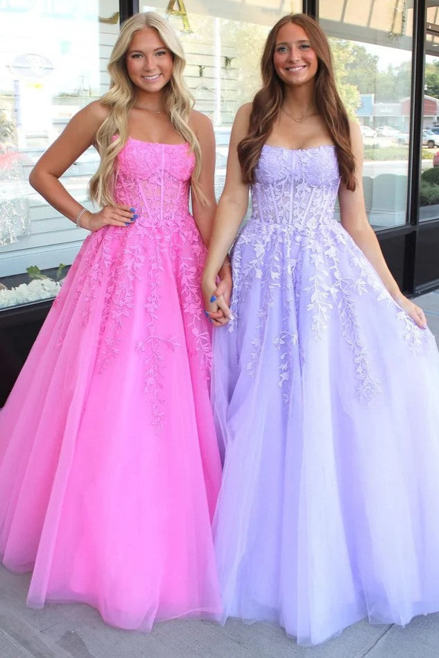 Cute A-Line Empire Square Strapless Long Party Prom Dress