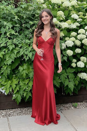 V-Neck Sleeveless Backless Lace Up Party Prom Dress