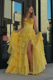 Sweetheart Sleeveless Empire A-Line Tiered Prom Dress