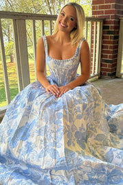 Romantic Straps Pink Jacquard A-Line Long Prom Dress