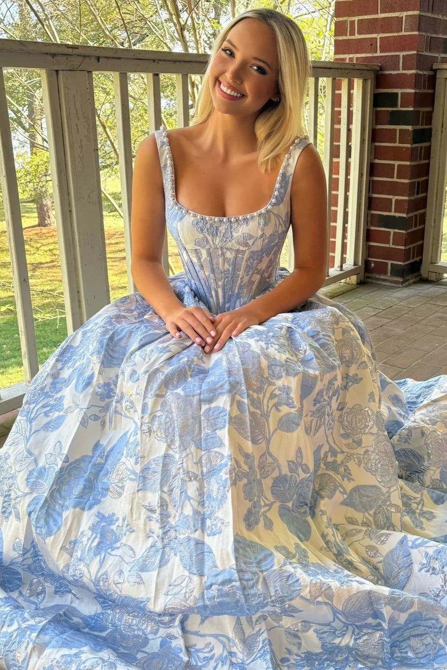 Romantic Straps Pink Jacquard A-Line Long Prom Dress