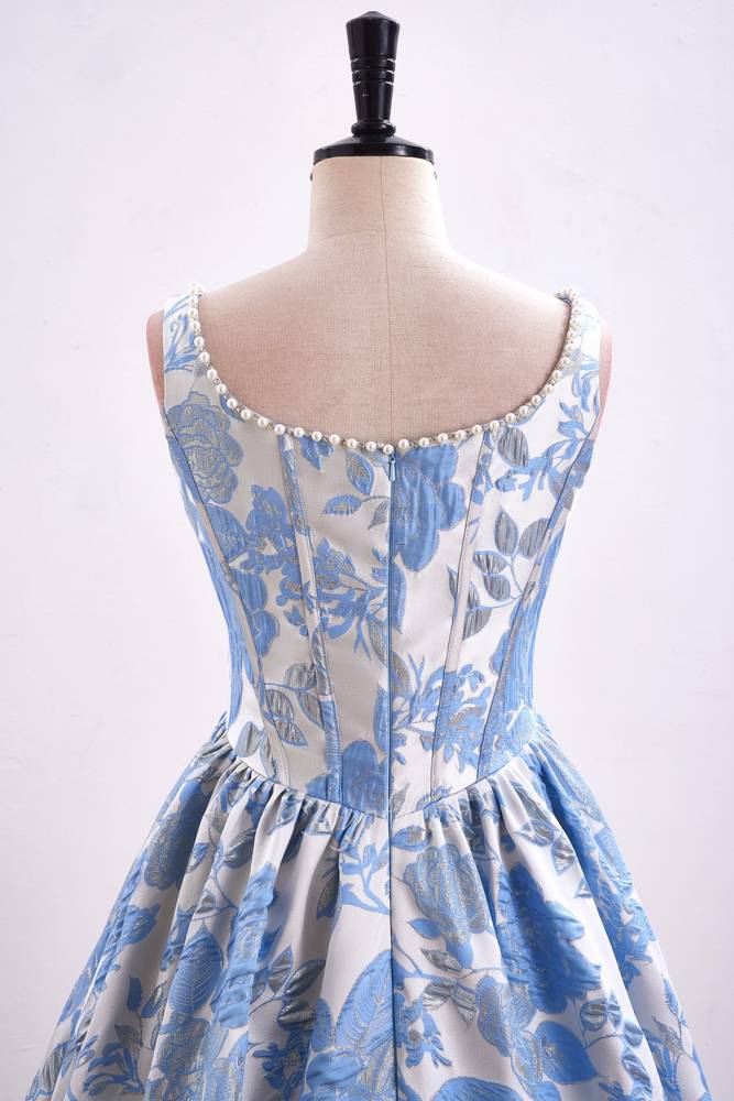 Elegant Straps Pink Jacquard A-Line Long Prom Dress with Pearl