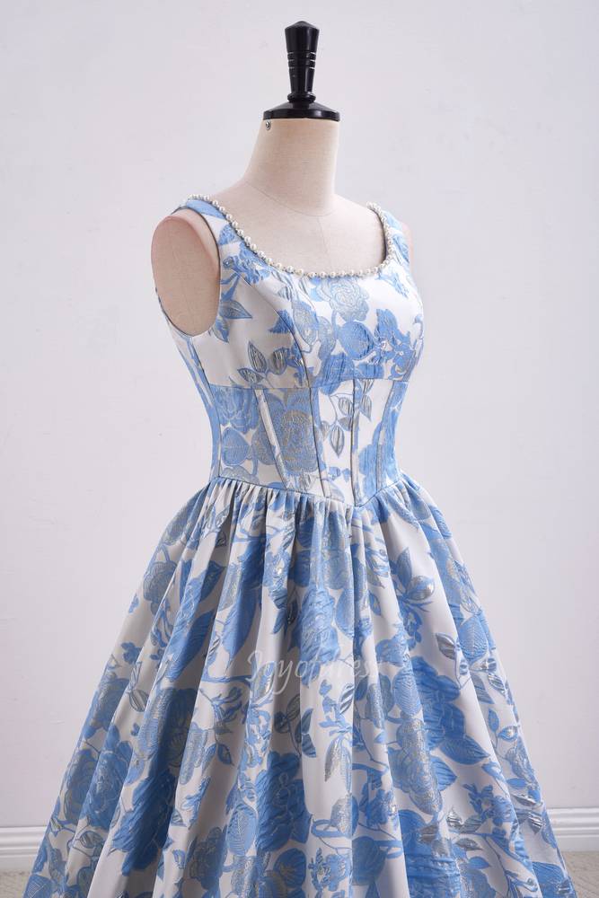 Elegant Straps Pink Jacquard A-Line Long Prom Dress with Pearl