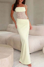 Chic Straps Lace Sheath Long Mermiad Prom Dress