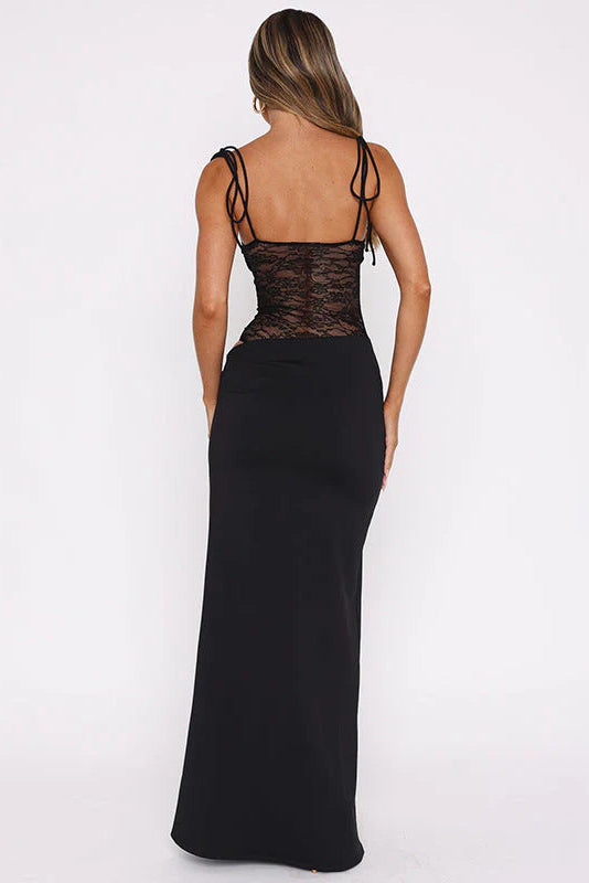 Chic Straps Lace Sheath Long Mermiad Prom Dress