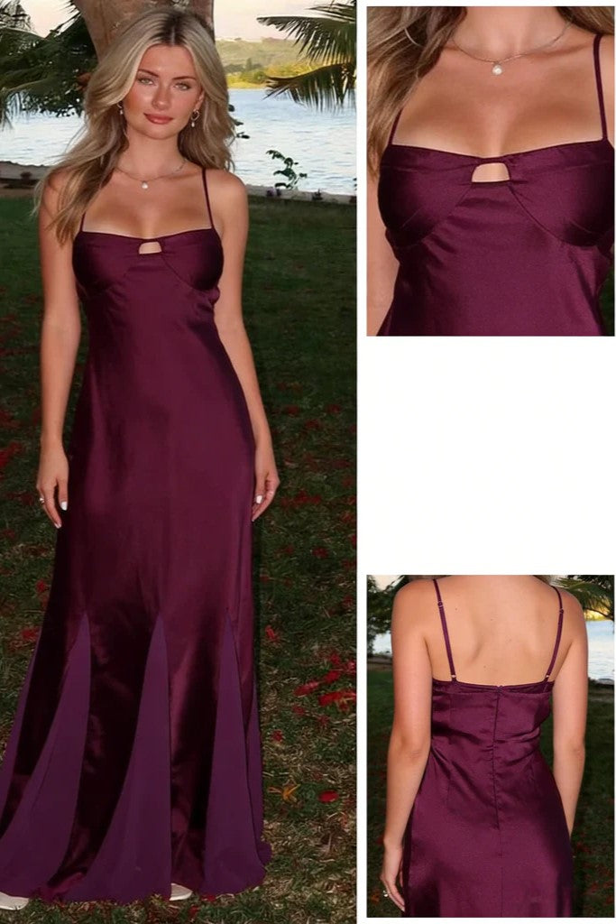 Spaghetti Straps Empire Waist A-Line Maxi Prom Dress