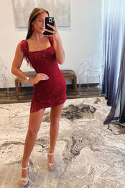 Red Fully beaded Bodycon cocktail dress Short Homecoming Dresses