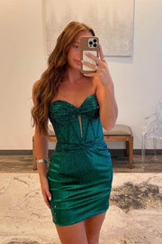 Strapless Bodycon Short Gown Dress with Rhinestone Homecoming Dress