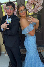 Off-Shoulder Lace Appliques Mermaid Party Prom Dress