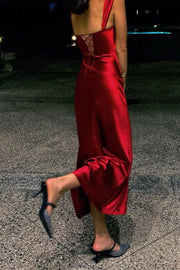 Satin Sweetheart Sleeveless Lace Up Long Party Peom Dress