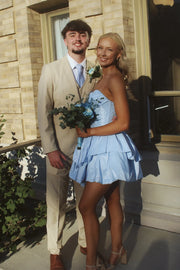 Chic A-Line Sweetheart Strapless Tiered Party Homecoming Dress
