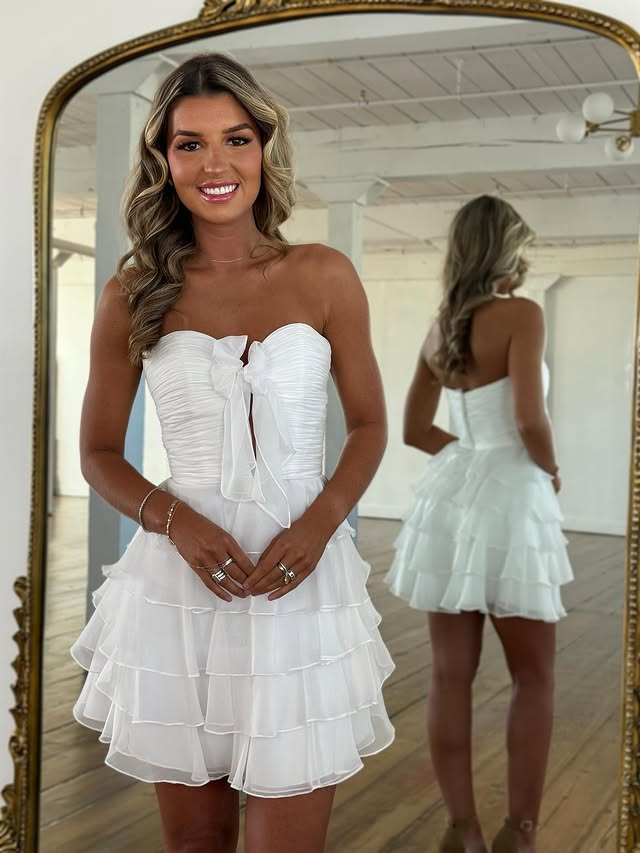 Sweetheart Strapless Empire A-Line Tiered Homecoming Dress
