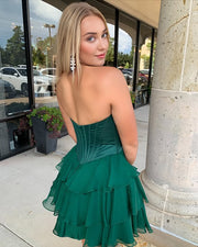 Beaded Sweetheart Strapless Chiffon A-Line Homecoming Dress