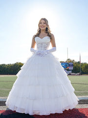 Chiffon A-Line Strapless Empire Tiered Party Prom Dress With Slit