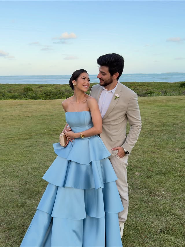 Elegant Strapless Satin A-Line Empire Tiered Party Prom Dress