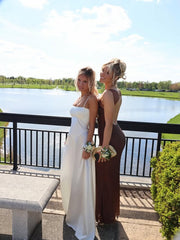 Bateau Spaghetti Straps Satin A-Line Long Party Prom Dress